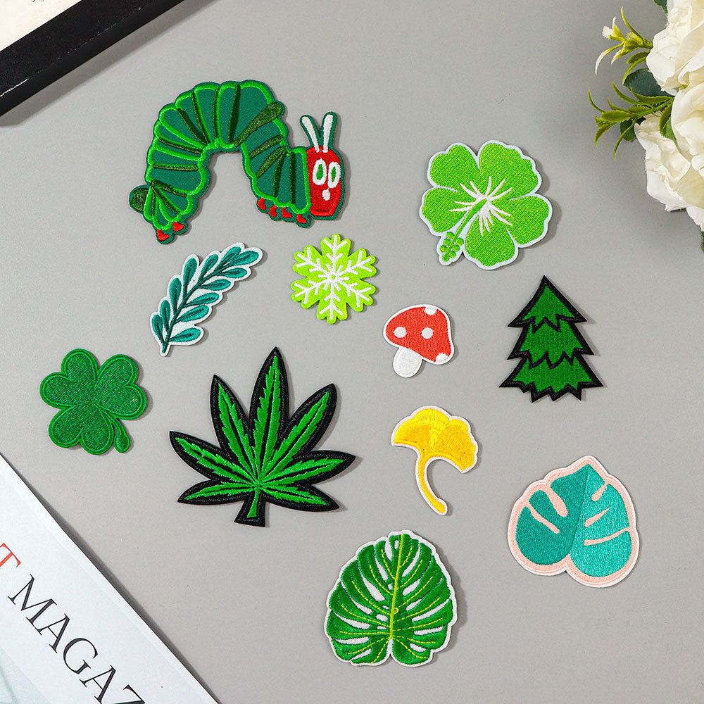 Wholesale Leaf embroidered patch pattern cloth patch